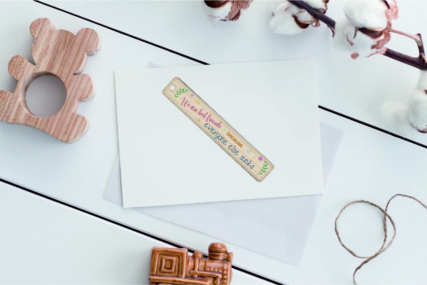 KYBELEBOHO - We are Best Friends Because Everyone Else Sucks - Wooden Bookmarks - Sign Gift - Bookmarks for Book Lovers - Book Markers for Women