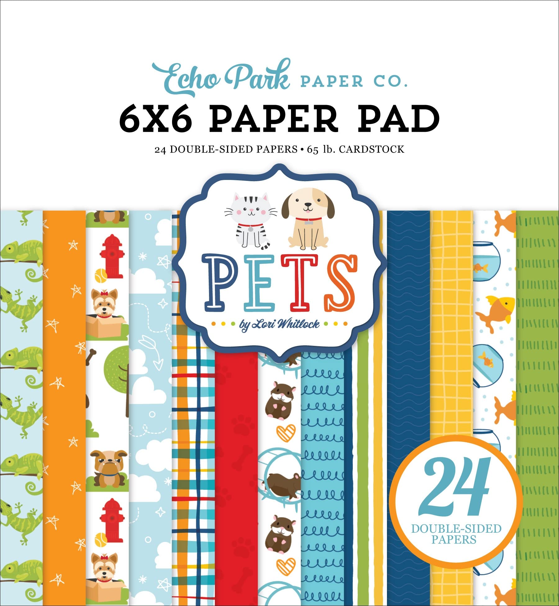 ECHO PARK PAPER COMPANY Echo Park Double-Sided Paper Pad 6"X6" 24/Pkg-Pets, Multicolor