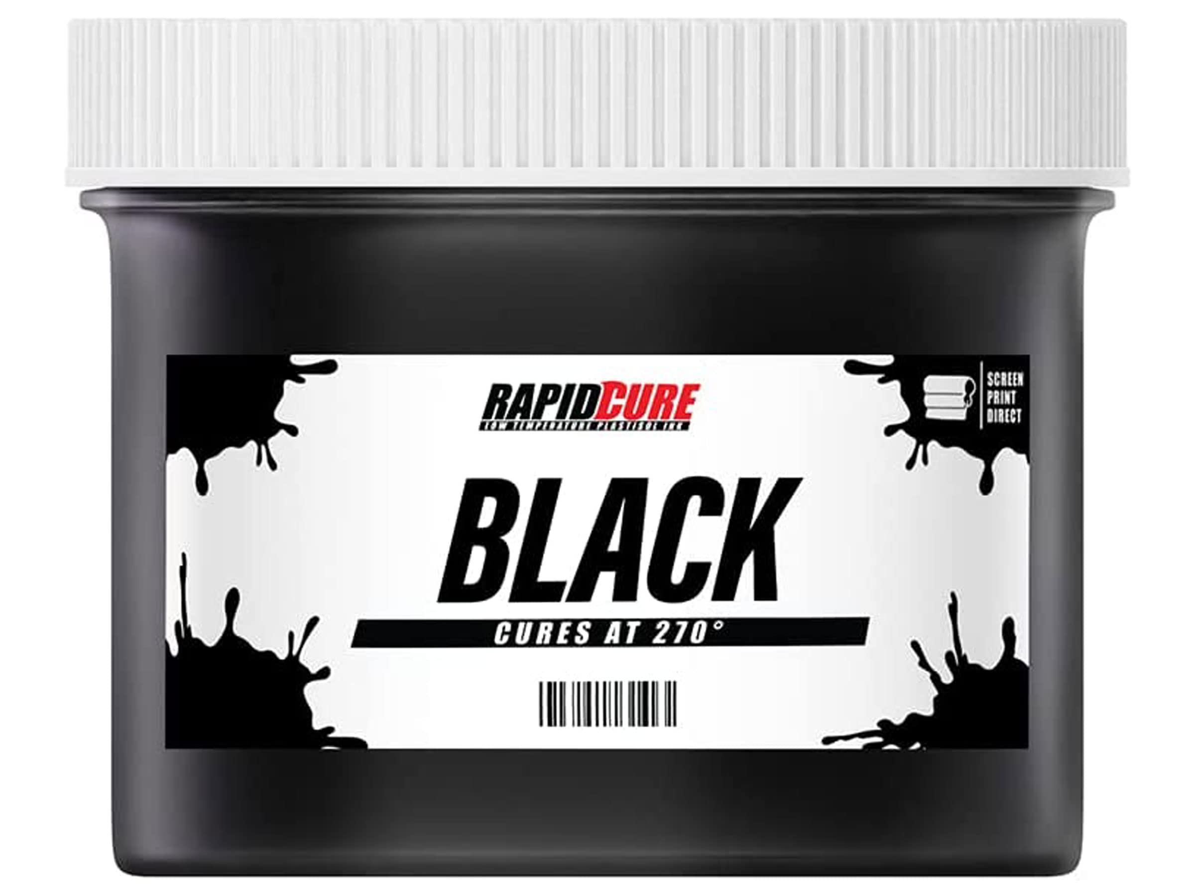 Rapid Cure® Screen Printing Ink Black (8 oz.) - Plastisol Ink for Screen Printing Fabric - Low Temperature Curing Plastisol by Screen Print Direct® - Black Plastisol Ink for Silk Screen