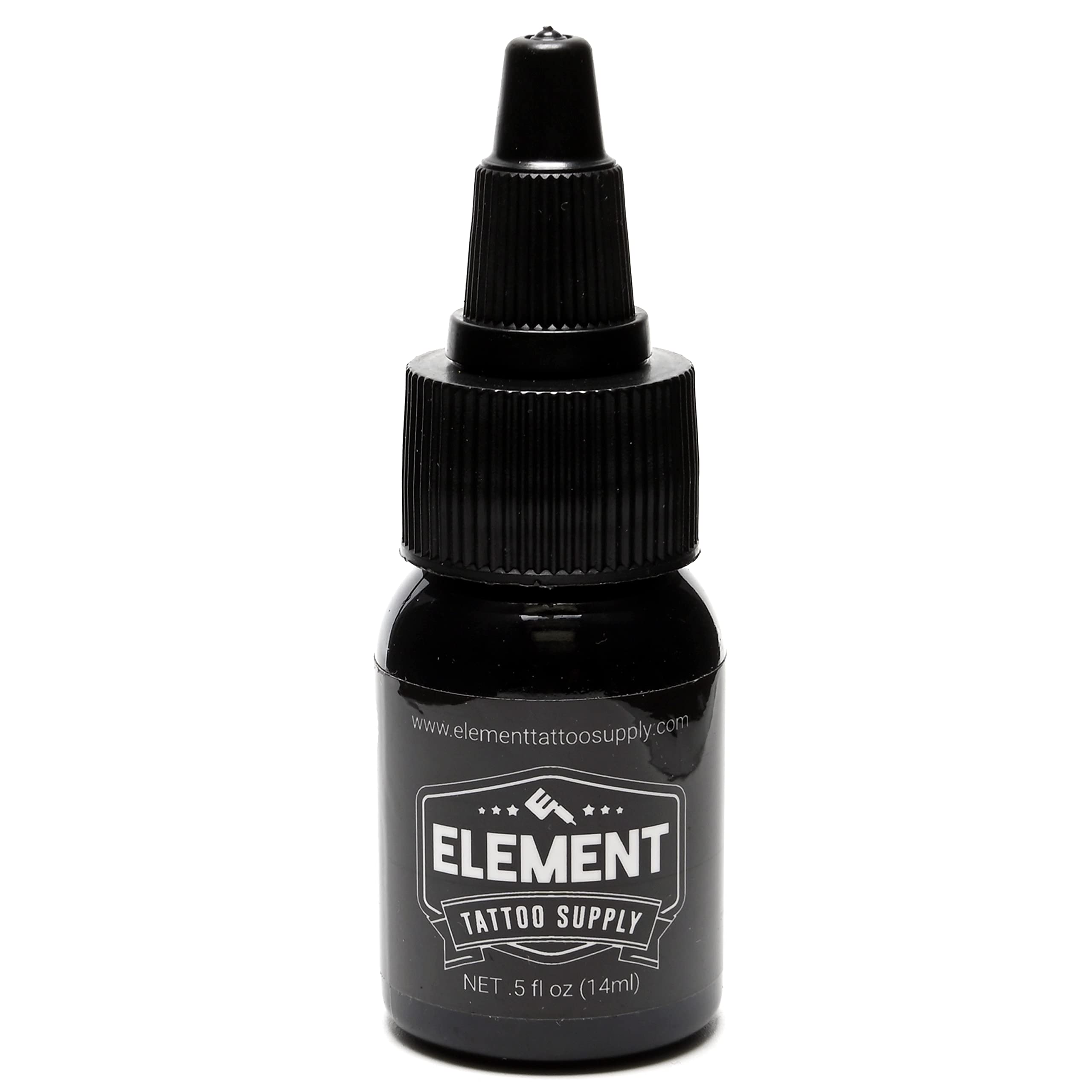 ELEMENT TATTOO SUPPLY - Premium Black Tattoo Ink - Professional Tattoo Ink & Supplies for Outlining, Shading, & Blending - Tribal Tattoo Ink - Permanent Nighthawk Black Ink Tattoo - 1/2 oz Bottle