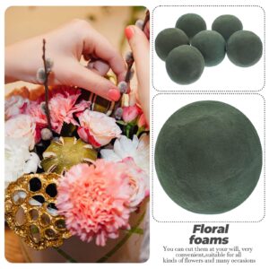 6 Pcs Flower Round Brown Dry Floral Foam Blocks for Wedding Birthdays Decorations 3.54 inch