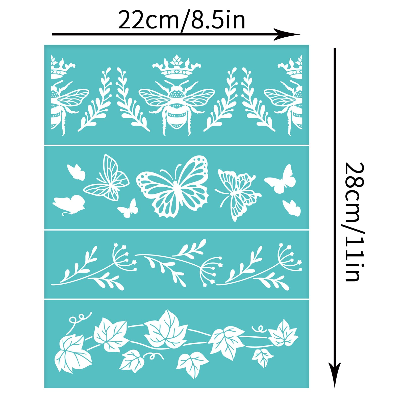 OLYCRAFT 2 Pcs Self-Adhesive Silk Screen Printing Stencil Reusable Mesh Transfer Stencil Bee Butterfly Theme Silk Screen Stencil for Painting on Wood T-Shirt Fabric Decoration 11x8.6 Inch