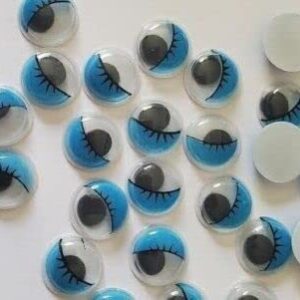 Craftbuddy US 100pcs 12mm Round Flatbacked Blue Wiggle Eyes Without Adhesive