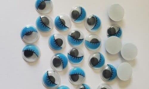 Craftbuddy US 100pcs 12mm Round Flatbacked Blue Wiggle Eyes Without Adhesive