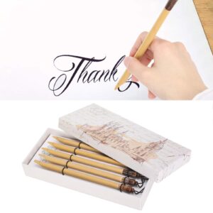 Yosoo Health Gear Bamboo Dip Pens, 5Pcs Dip Pens Calligraphy Pens, Handcrafted Manga Calligraphy Vintage Bamboo Drawing Painting Kit School Supplies(#1)