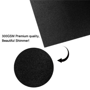 YINUOYOUJIA Black Glitter Cardstock Paper 12 Sheets 12" x 12" Heavyweight Glitter Cardstock Construction Premium Sparkly Paper for Cricut Machine, Craft, Scrapbooking, DIY Projects, Decorations 300GSM