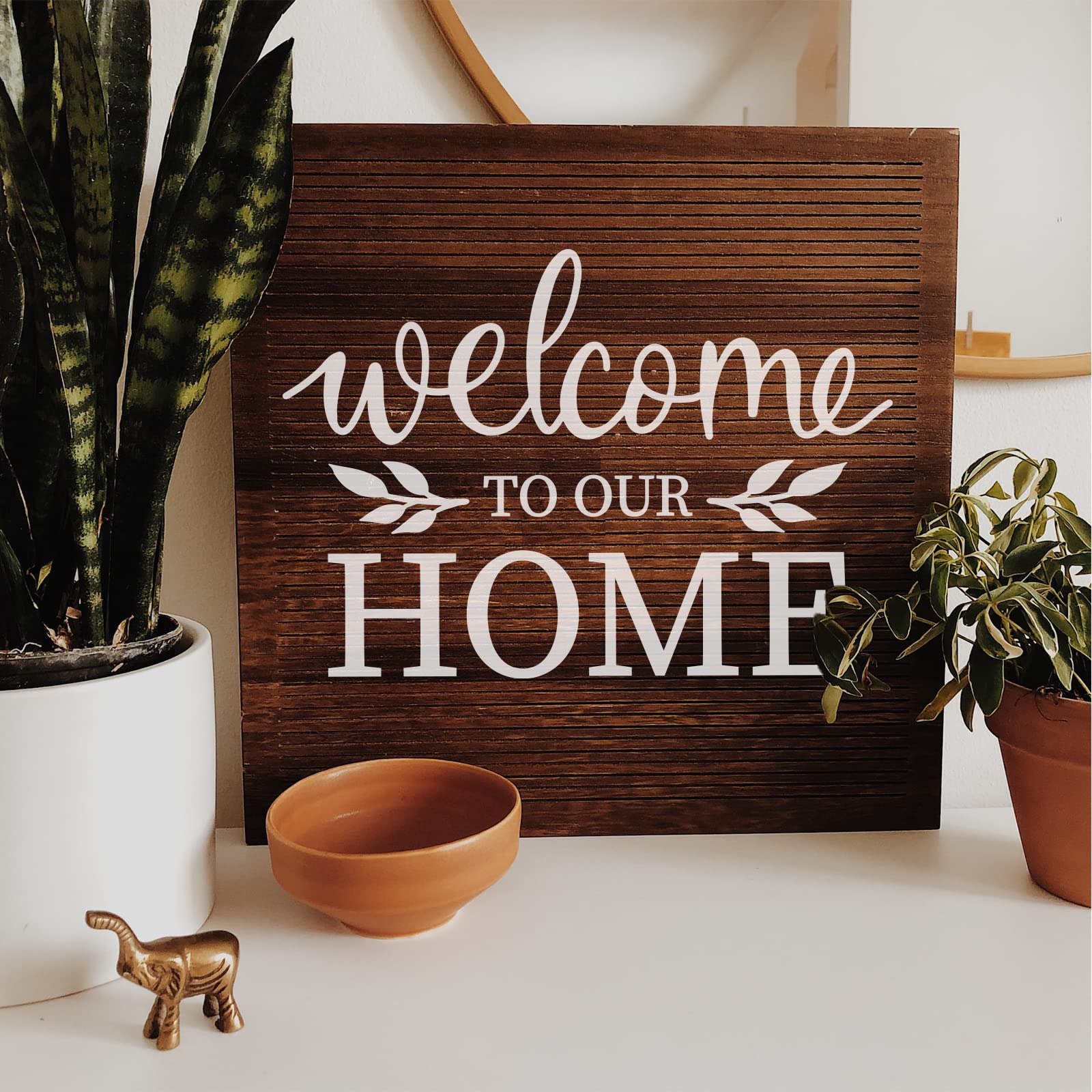 OLYCRAFT 2Pcs Self-Adhesive Silk Screen Printing Stencil Welcome Stencil "Welcome to our HOME" Reusable Mesh Stencils Transfer Washable Home Decor for DIY T-Shirt Fabric Painting - 8.6x11 Inch