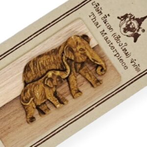 WitnyStore 7" Long Carved Wooden Bookmark Elephant Walking and Baby Lifting Trunk Handmade Unique Craft Accessory Collectibles Gift Souvenir