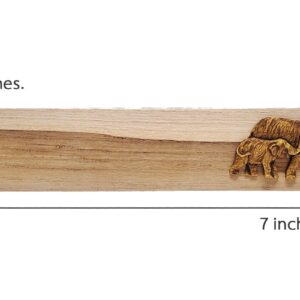 WitnyStore 7" Long Carved Wooden Bookmark Elephant Walking and Baby Lifting Trunk Handmade Unique Craft Accessory Collectibles Gift Souvenir