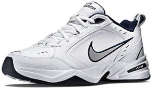 nike men's air monarch iv cross trainer, white/metallic silver, 10.5