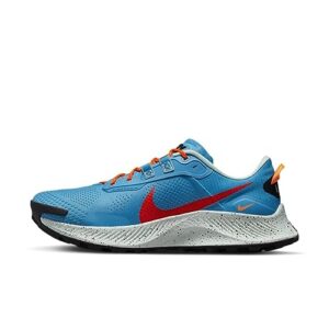 nike men's pegasus trail 3 running shoe, laser blue/habanero red, 10.5