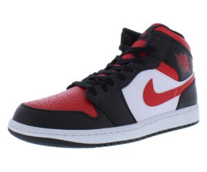 nike men's air jordan 1 mid shoes, white/black-red, 11.5