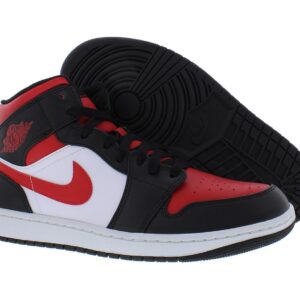 Nike Men's Air Jordan 1 Mid Shoes, White/Black-red, 11.5