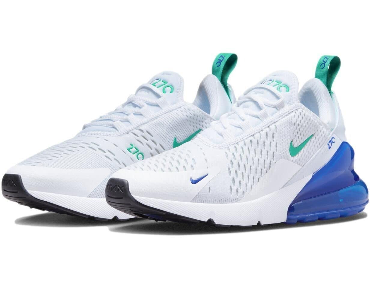 NIKE Women's AIR MAX 270 Shoes, White/Neptune Green-lapis, 8.5