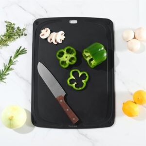 BestCook Kitchen Wood Fiber Cutting Board, High Density Non-Porous Wooden Chopping Board with Juice Groove and Non-slip Feet, BPA Free, Dishwasher Safe, Knife Friendly for Meat Bread Fruit, Black