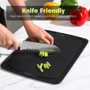 BestCook Kitchen Wood Fiber Cutting Board, High Density Non-Porous Wooden Chopping Board with Juice Groove and Non-slip Feet, BPA Free, Dishwasher Safe, Knife Friendly for Meat Bread Fruit, Black