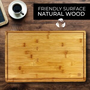 Daisy's Findings Wooden Cutting Boards For Kitchen - Bamboo Cutting Board with Grooves - Chopping Boards for Meat, Vegetables, Fruits - Ideal for Charcuteries or Cheese Boards - Large, Thick Board