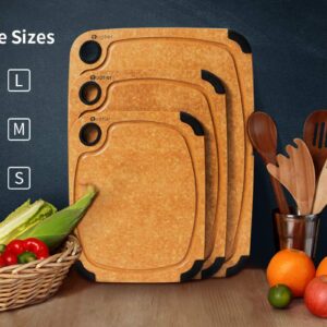 Wood Fiber Cutting Board, Toptier Dishwasher Safe Cutting Boards for Kitchen, Eco-Friendly, Non-Slip, Fruit Juice Grooves, Non-Porous, BPA Free, Medium Cutting Board, 14.5 x 11-inch, Natural Slate