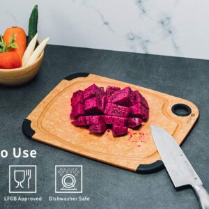 Wood Fiber Cutting Board, Toptier Dishwasher Safe Cutting Boards for Kitchen, Eco-Friendly, Non-Slip, Fruit Juice Grooves, Non-Porous, BPA Free, Medium Cutting Board, 14.5 x 11-inch, Natural Slate