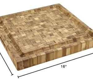 Totally Bamboo Pro Board Bamboo Carving and Cutting Board, 16" x 16" x 2"