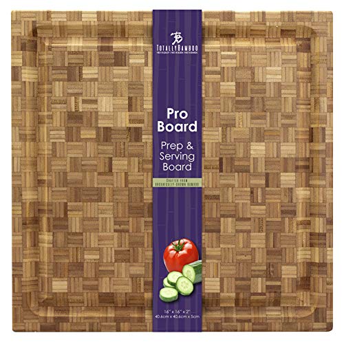 Totally Bamboo Pro Board Bamboo Carving and Cutting Board, 16" x 16" x 2"