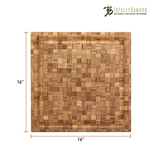 Totally Bamboo Pro Board Bamboo Carving and Cutting Board, 16" x 16" x 2"