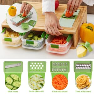 COMELLOW Bamboo Cutting Board with Containers - Large Wood Cutting Board with Stackable Containers and Locking Lid - Chopping Board with Built-in Graters - House Warming Kitchen Gifts New Home