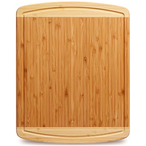 GREENER CHEF 15 Inch Medium Cutting Board with Lifetime Replacements, Bamboo Cutting Boards for Kitchen, Butcher Block, Medium Wooden Chopping Board for Meat, Veggies, Non Toxic Charcuterie Board