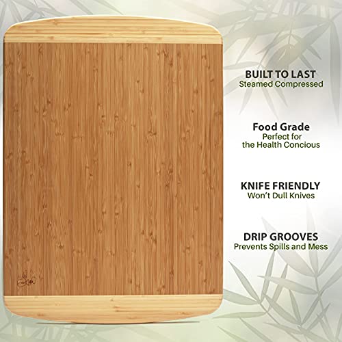 GREENER CHEF 15 Inch Medium Cutting Board with Lifetime Replacements, Bamboo Cutting Boards for Kitchen, Butcher Block, Medium Wooden Chopping Board for Meat, Veggies, Non Toxic Charcuterie Board