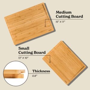 SMIRLY Wooden Cutting Boards For Kitchen - Bamboo Cutting Board Set with Holder, Wood Cutting Board Set, Cutting Board Wood, Wooden Chopping Board, Wooden Cutting Board Set