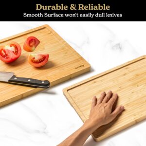 SMIRLY Wooden Cutting Boards For Kitchen - Bamboo Cutting Board Set with Holder, Wood Cutting Board Set, Cutting Board Wood, Wooden Chopping Board, Wooden Cutting Board Set