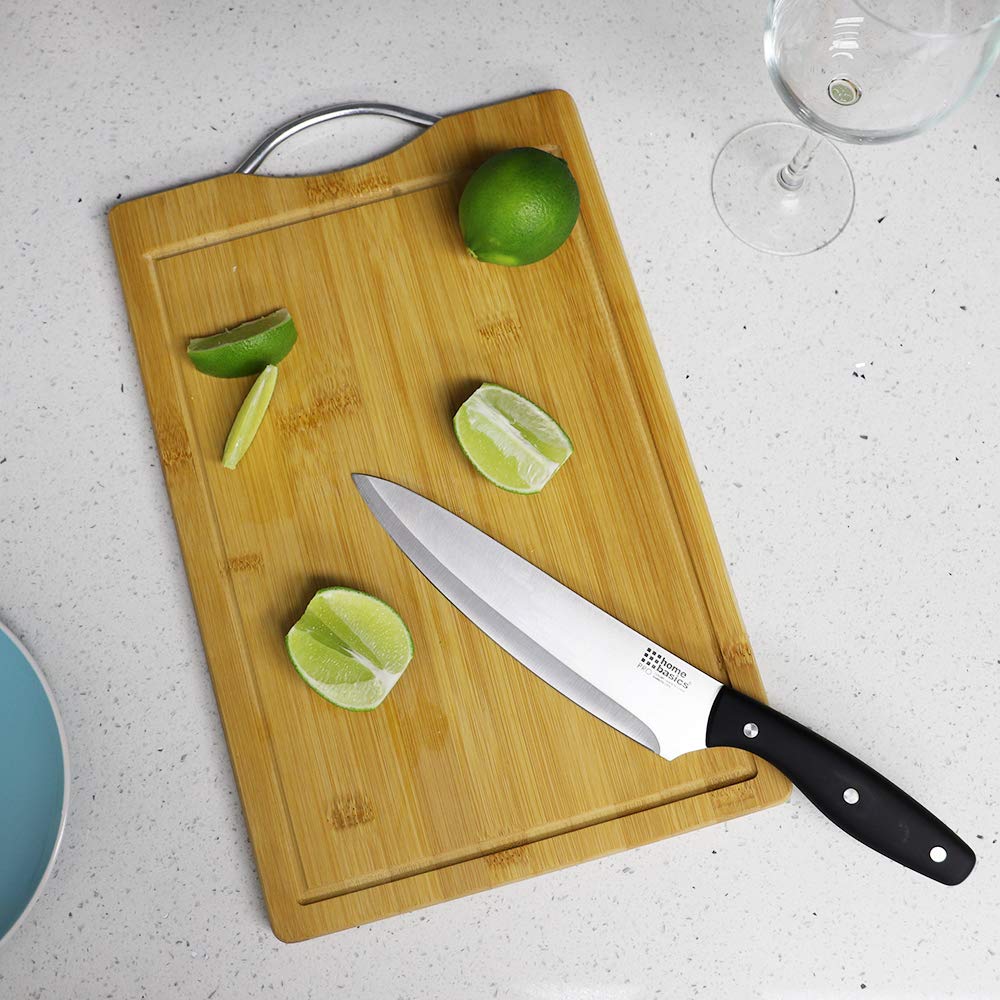 Home Basics CB44252 Bamboo Cutting Board with Handle, Medium, Natural