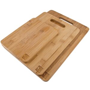 MEGALOWMART All Natural 3 Piece Double-Ply Bamboo Wood Cutting Board Set