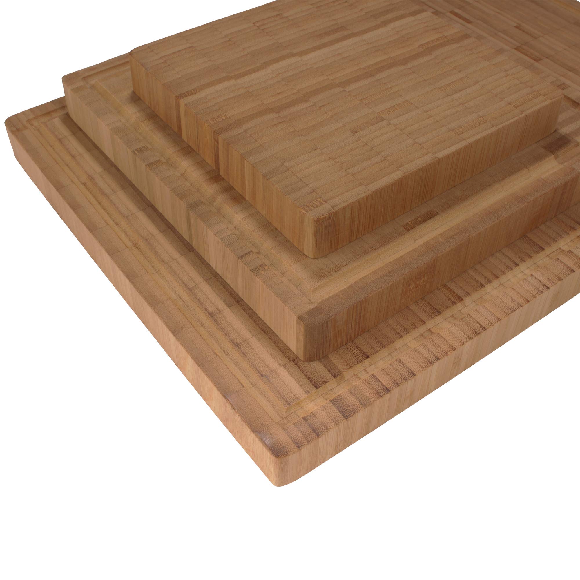 BambooMN Premium Bamboo End Grain Kitchen Cutting Board with Juice Grooves - 16.9" x 11.75" x 1" - 1 Piece