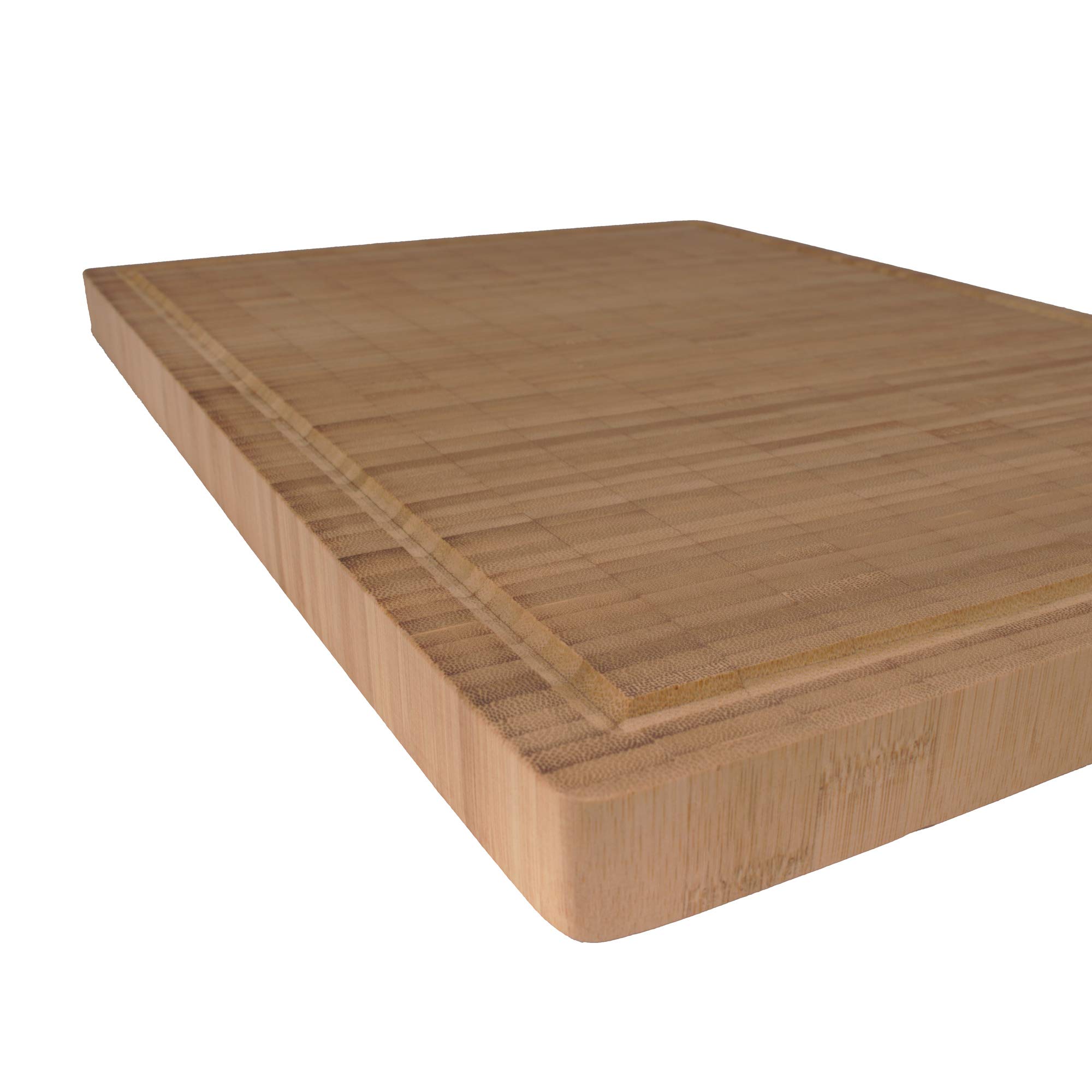 BambooMN Premium Bamboo End Grain Kitchen Cutting Board with Juice Grooves - 16.9" x 11.75" x 1" - 1 Piece