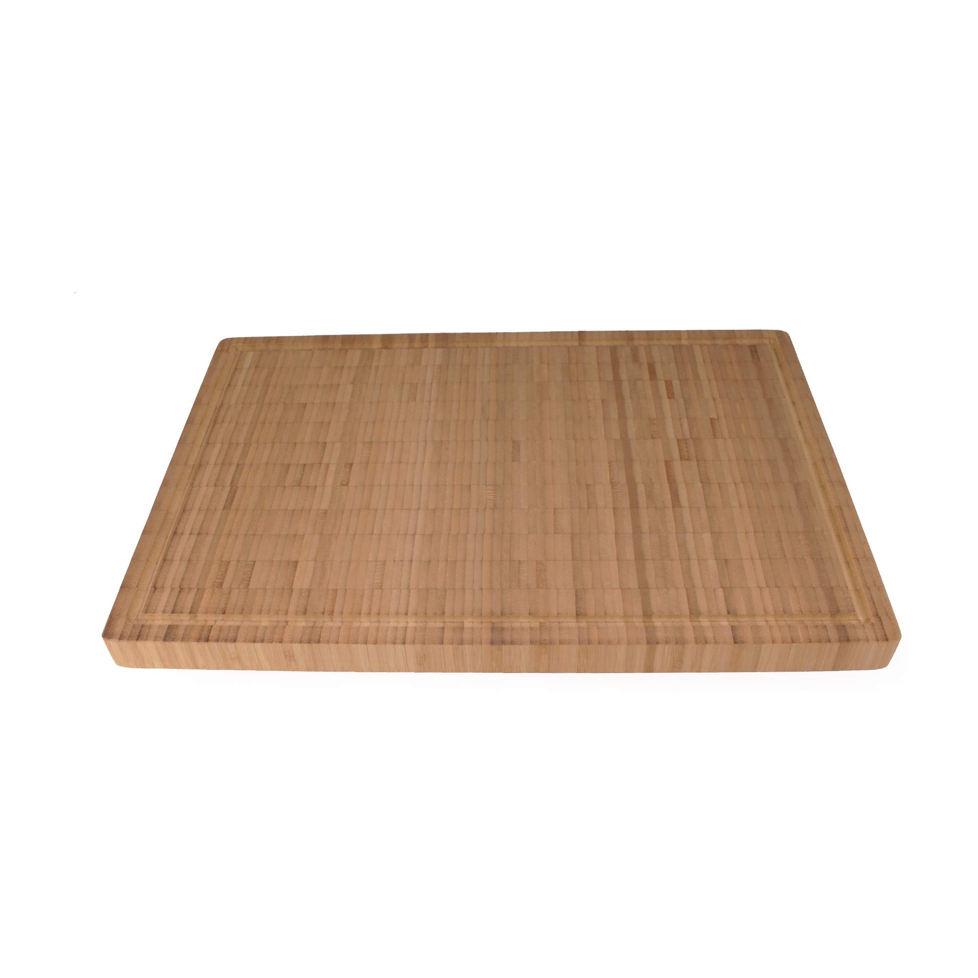 BambooMN Premium Bamboo End Grain Kitchen Cutting Board with Juice Grooves - 16.9" x 11.75" x 1" - 1 Piece