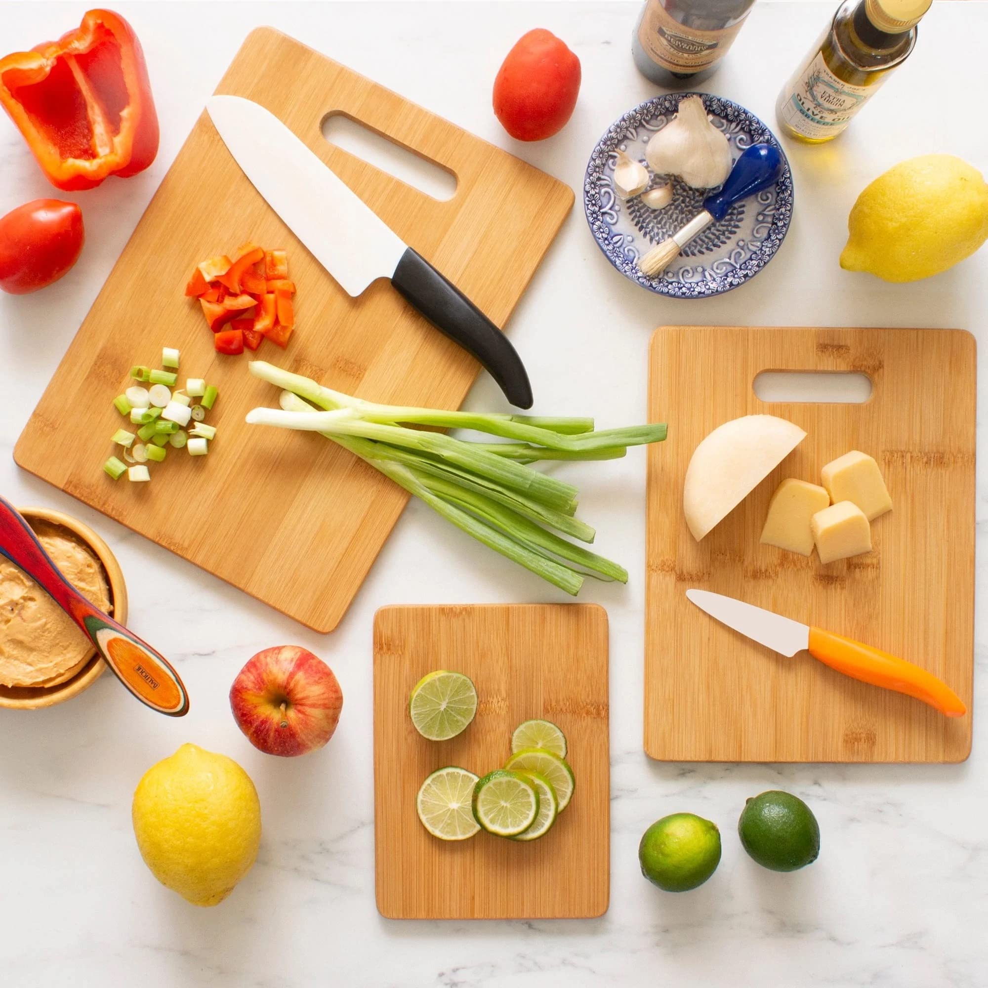 Bamboo Natural Wood Cutting Board (Set of 3) (Large)