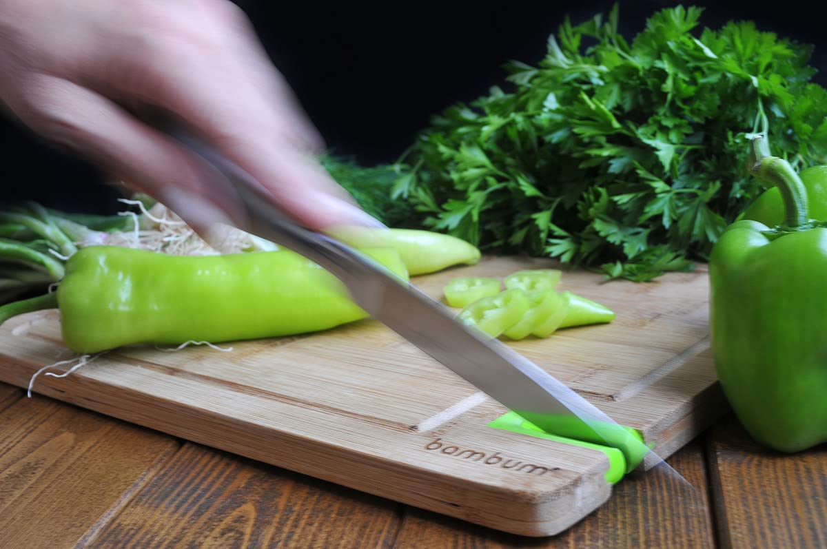 Bambum Livada - Bamboo Cutting Board with Built-In Knife Sharpener, Cutting Board with Juice Groove and Handle