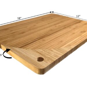 Simply Bamboo Maui Bamboo Cutting Board for Kitchen | Chopping Board | Carving/Slicing Vegetables, Meat, Fruits - 18'' x 12'' x 0.75"