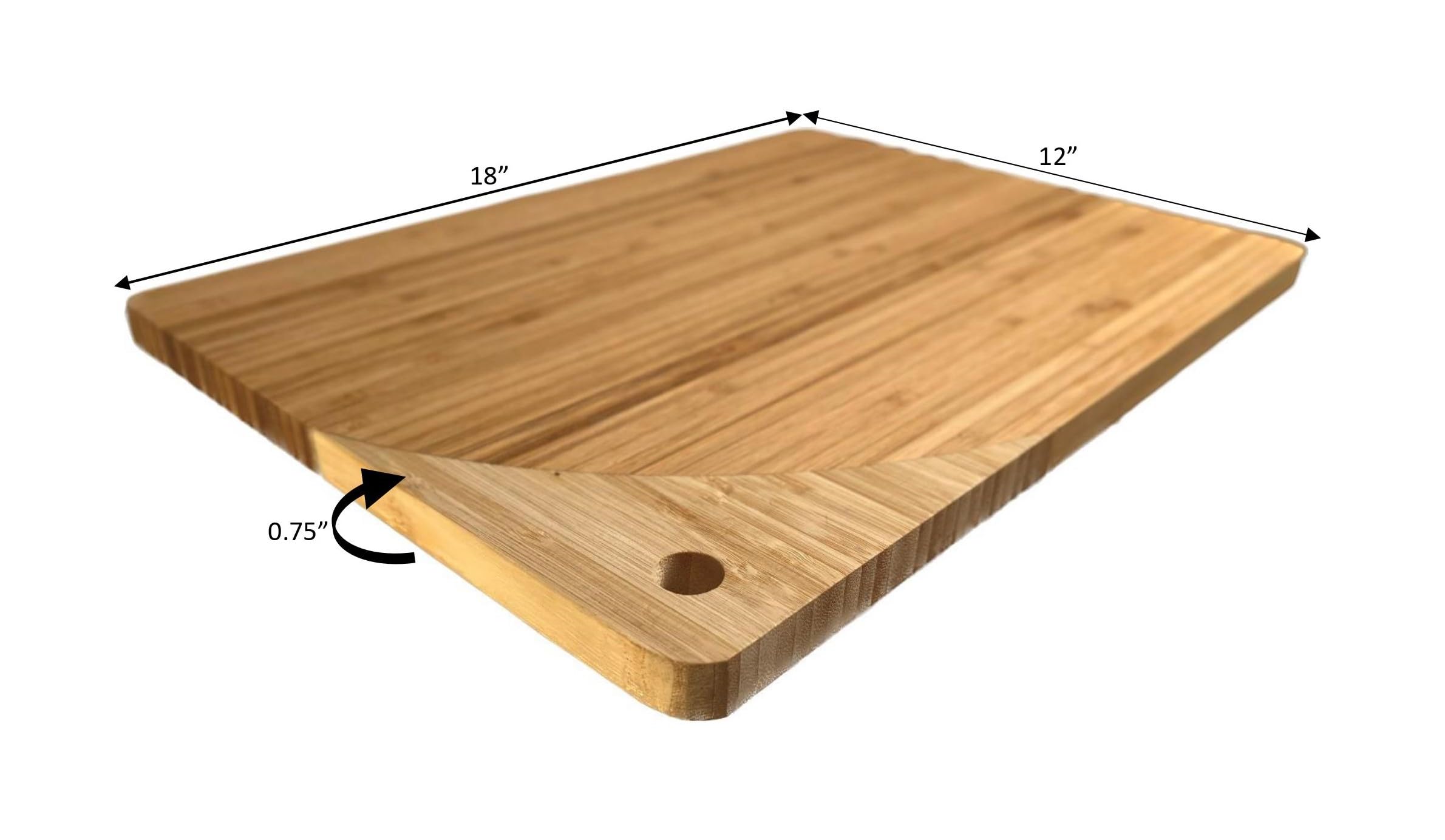 Simply Bamboo Maui Bamboo Cutting Board for Kitchen | Chopping Board | Carving/Slicing Vegetables, Meat, Fruits - 18'' x 12'' x 0.75"