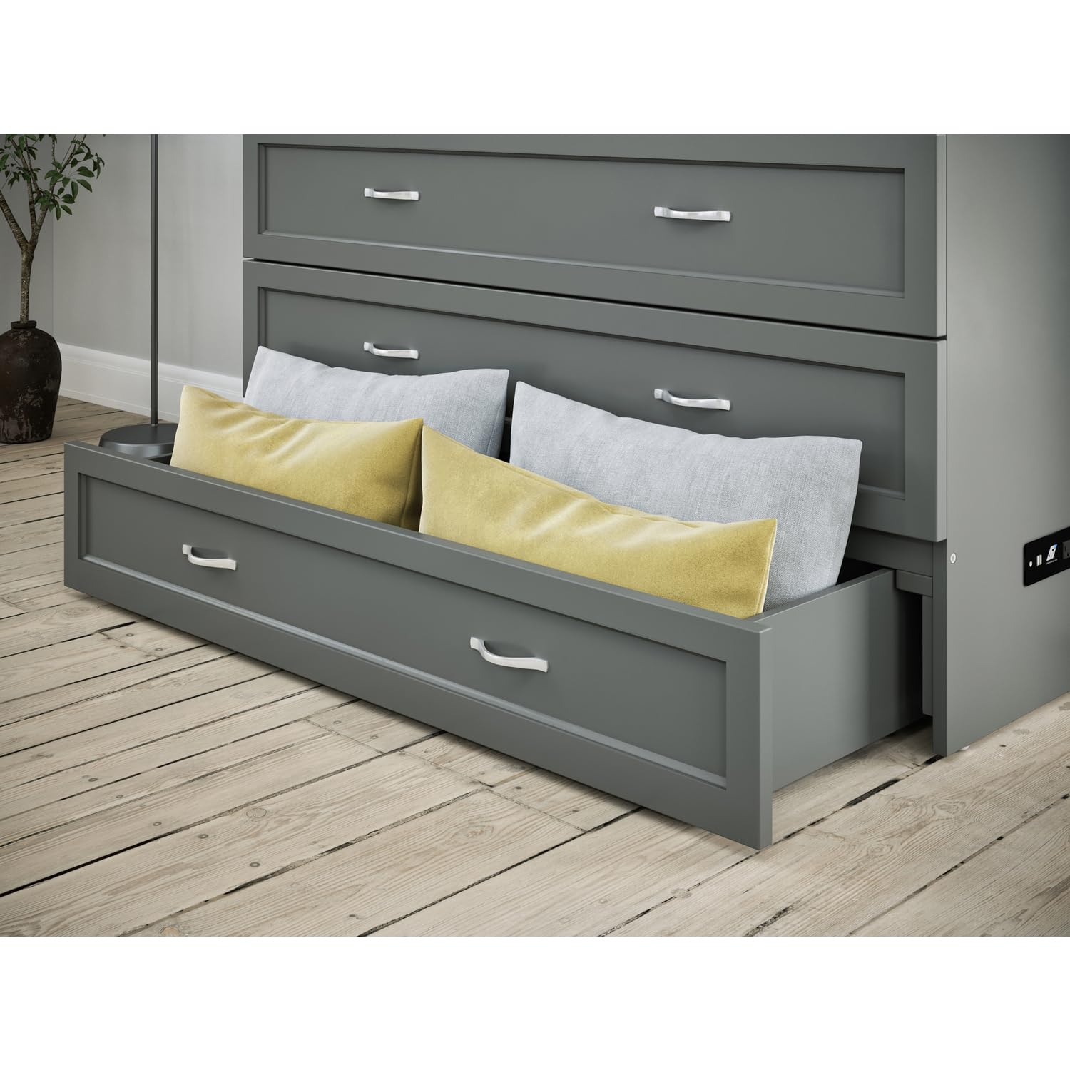 AFI Deerfield Murphy Bed Chest Full w/Charger Grey