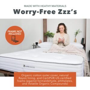 Lori Beds, Queen Lori Mattress Made for Murphy Beds, Organic Cotton Cover, CertiPUR-US Memory Foam Mattress, 10-Inch Thick, Medium Firm, Queen Mattress (Frame not Included)