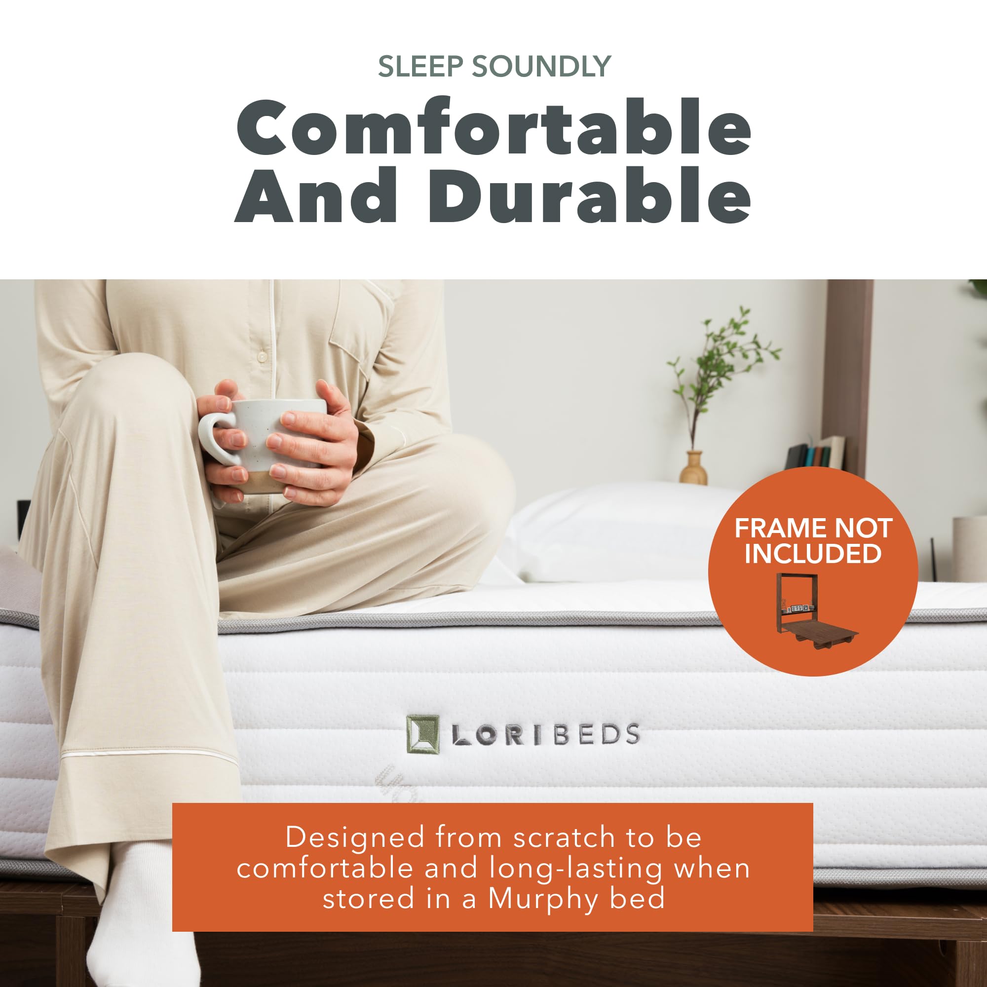 Lori Beds, Queen Lori Mattress Made for Murphy Beds, Organic Cotton Cover, CertiPUR-US Memory Foam Mattress, 10-Inch Thick, Medium Firm, Queen Mattress (Frame not Included)