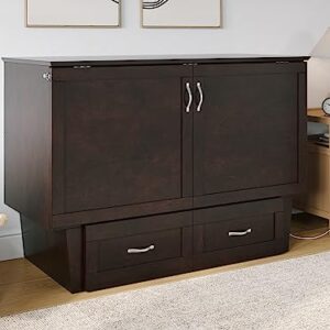 AFI, Monroe Murphy Bed Chest with 6 inch Memory Foam Folding Matttress, Built-in Charging Station and Storage Drawer, Full, Espresso