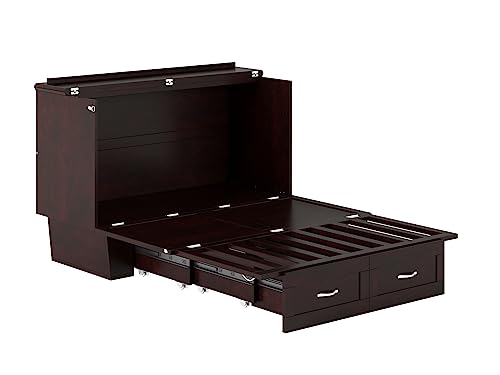 AFI, Monroe Murphy Bed Chest with 6 inch Memory Foam Folding Matttress, Built-in Charging Station and Storage Drawer, Full, Espresso