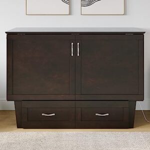 AFI, Monroe Murphy Bed Chest with 6 inch Memory Foam Folding Matttress, Built-in Charging Station and Storage Drawer, Full, Espresso