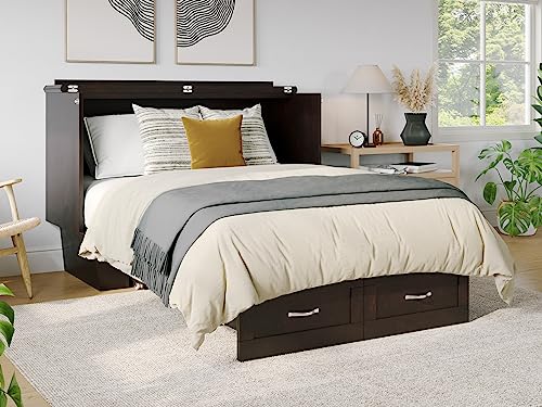 AFI, Monroe Murphy Bed Chest with 6 inch Memory Foam Folding Matttress, Built-in Charging Station and Storage Drawer, Full, Espresso