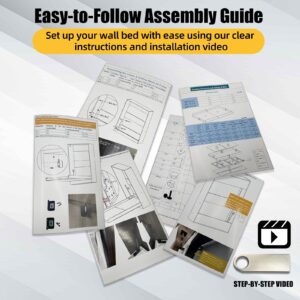 Murphy Bed Hardware Kit with Two-Stage Luxury Gas Spring - Effortless to Pull Down & Fold Back, Good Design Combining Scattered Parts for Heavy Duty Bed Frame,Hidden Murphy Beds Kit Queen Vertical