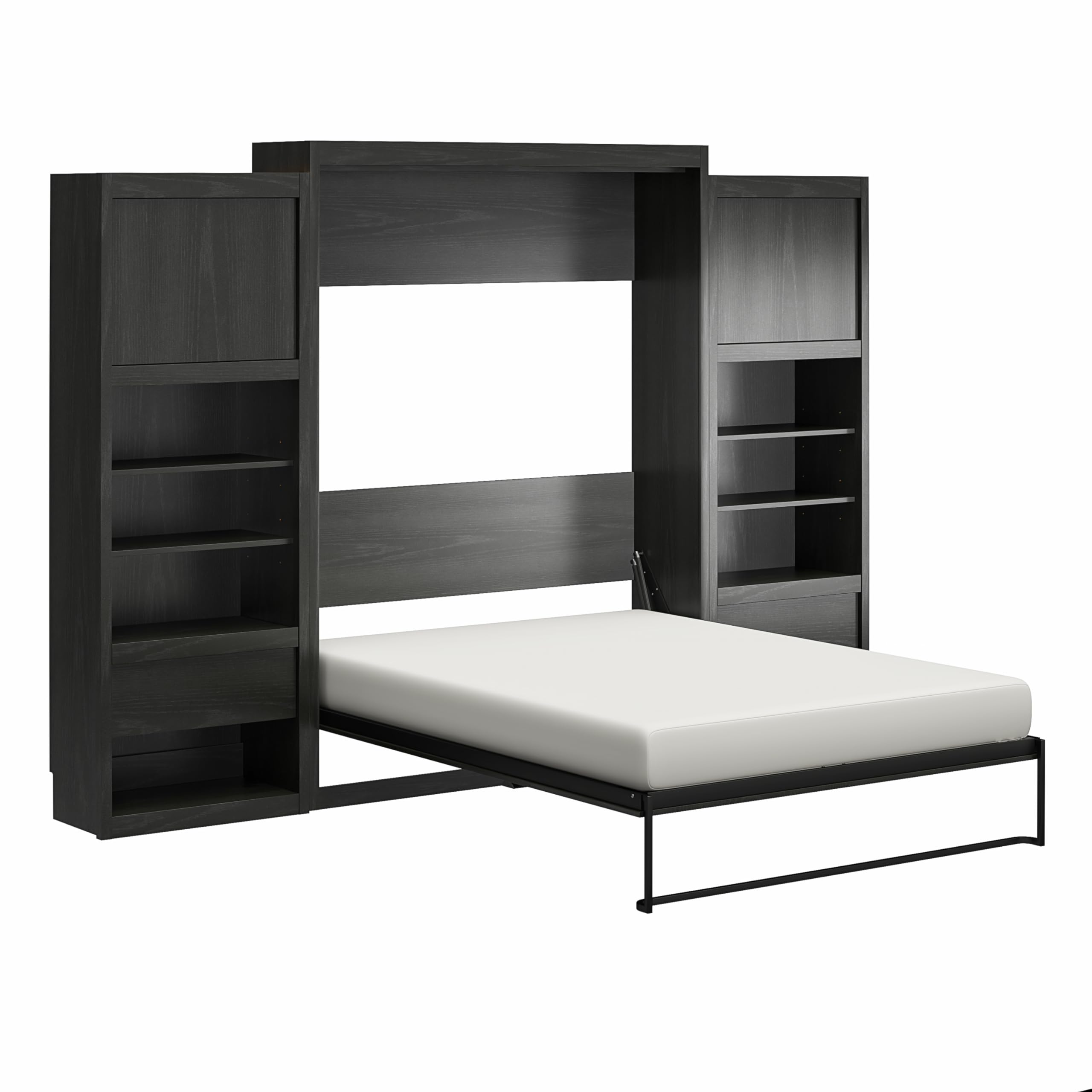 Signature Sleep Queen Wall Bed Cabinet Bundle in Black Oak