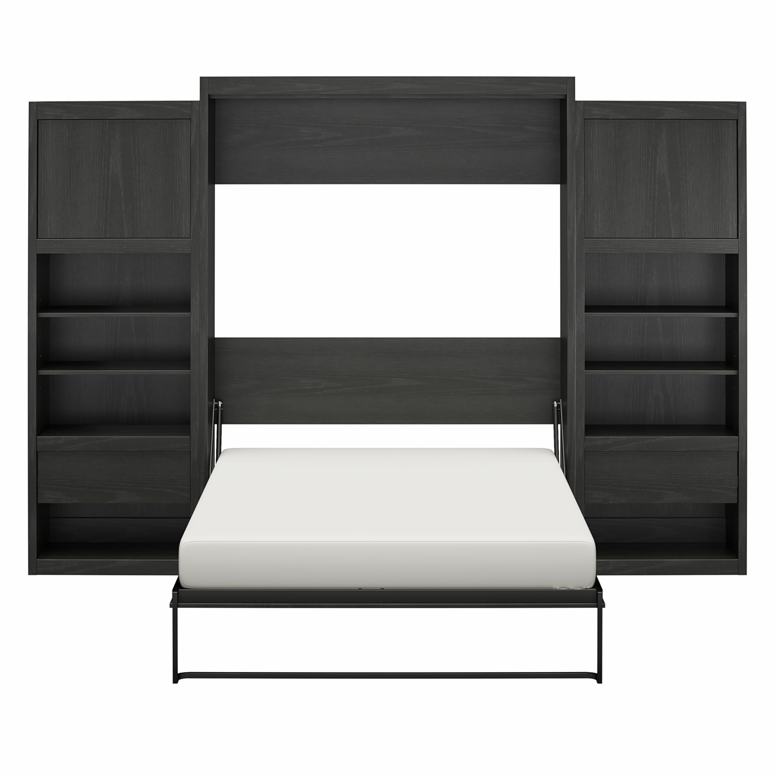 Signature Sleep Queen Wall Bed Cabinet Bundle in Black Oak